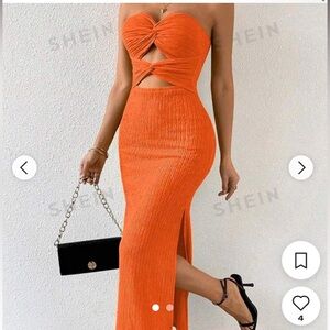 🎁Like New Women's SHEIN Orange Maxi Dress Medium/ US 6/EUR 38